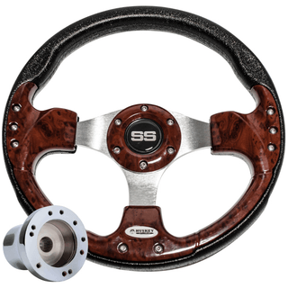 Sports Style SS Golf Cart Steering Wheel with Adapter Option