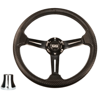 Carbon Fiber Wrapped Golf Cart Steering Wheel with Adapter Option