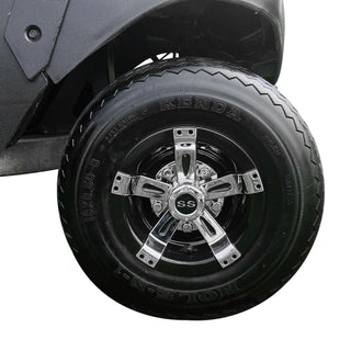 Huskey Parts Company Golf Cart 8" Wheel Covers Hub Caps Chrome Black Compatible with EZGO Club Car Yamaha Stock Rims