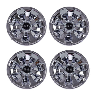 Huskey Parts Company 4X Chrome Golf Cart Wheel Covers Hub Caps 8" Compatible with EZGO Club Car Yamaha Stock Rim