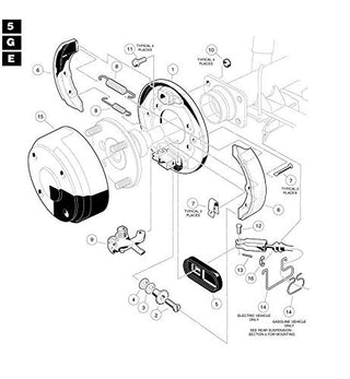 Club Car Precedent Brake Repair Kit For 04 G/E Golf Cart, Cables, Shoes, Drums