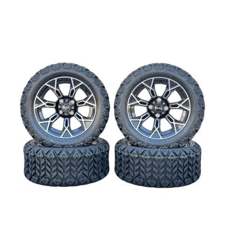 14 Inch Machined Panther Golf Cart Wheels With 23x10-14 All Terrain Tires, Set of 4