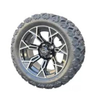 14 Inch Machined Panther Golf Cart Wheels With 23x10-14 All Terrain Tires, Set of 4