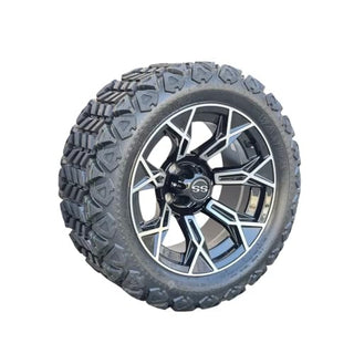 14 Inch Machined Panther Golf Cart Wheels With 23x10-14 All Terrain Tires, Set of 4