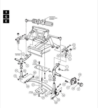 Huskey Front End Repair Kit Rebuild Kit for Club Car DS 1993-Up Gas Electric Golf Cart Including King Pins, Clevis, A arm & Front Leaf Spring Bushing Kits & Bolts.