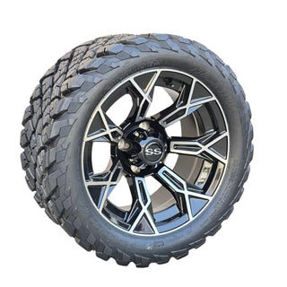 14 Inch Machined Panther Golf Cart Wheels With 23x10-14 Street Tires, Set of 4