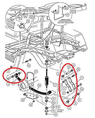 Huskey Club Car DS Front Rear End Repair/Rebuild Kit for 1993-2008 Models, Includes 1X Pair of King Pin Kit, 3X Tie Rod Ends, Control Arm Bushing Kit & Front & Rear Spring Bushing Kits
