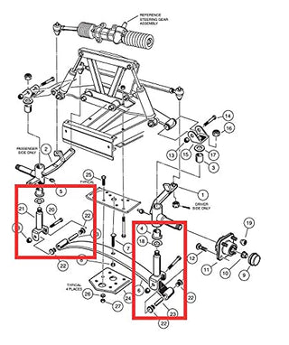 Huskey Club Car DS Front Rear End Repair/Rebuild Kit for 1993-2008 Models, Includes 1X Pair of King Pin Kit, 3X Tie Rod Ends, Control Arm Bushing Kit & Front & Rear Spring Bushing Kits