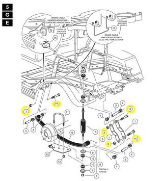 Huskey Parts Company Heavy Duty Golf Cart Rear Leaf Springs (4 Leaf) for Club Car DS 1982+, Set of 2, Bushing Kits & U Bolts, Rear Leaf Spring Bolts and Nuts are Included