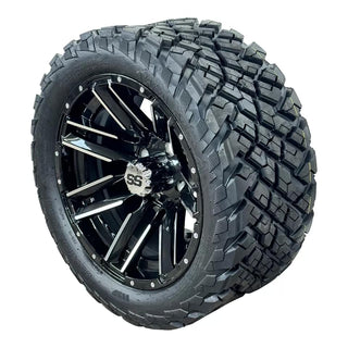 14 Inch Machined Moto Golf Cart Wheels With 23x10-14 Street Tires, Set of 4