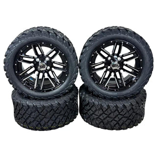 14 Inch Machined Moto Golf Cart Wheels With 23x10-14 Street Tires, Set of 4