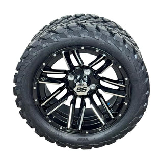 14 Inch Machined Moto Golf Cart Wheels With 23x10-14 Street Tires, Set of 4