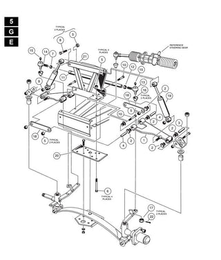 Huskey Front End Repair Kit Rebuild Kit for Club Car DS 1993-Up Gas Electric Golf Cart Including King Pins, Clevis, A arm & Front Leaf Spring Bushing Kits & Bolts.