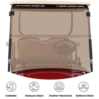 Huskey 3/16" Thick Tinted Windshield – Fits Club Car, E-Z-GO & Yamaha Models (Multiple Years)