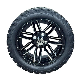 14 Inch Machined Moto Golf Cart Wheels With 23x10-14 Street Tires, Set of 4