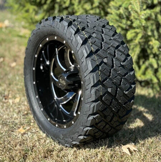 14 Inch Black Phantom Golf Cart Wheels With 23x10-14 Street Tires, Set of 4