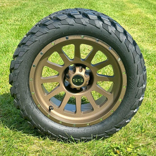 14 Inch Matte Bronze Cascade Golf Cart Wheels With 23x10-14 Street Tires, Set of 4