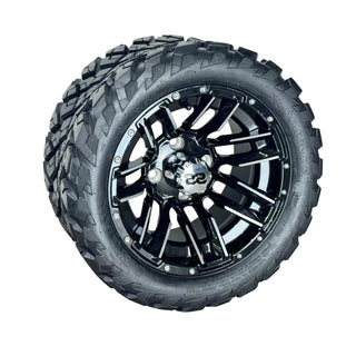 12 Inch Machined Moto Golf Cart Wheels With 20x10-12 Street Tires, Set of 4