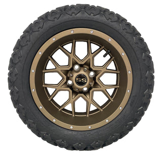 14 Inch Matte Bronze Fusion Golf Cart Wheels With 23x10-14 All Terrain Tires, Set of 4