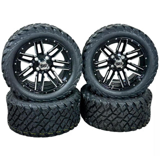 14 Inch Machined Moto Golf Cart Wheels With 23x10-14 Street Tires, Set of 4