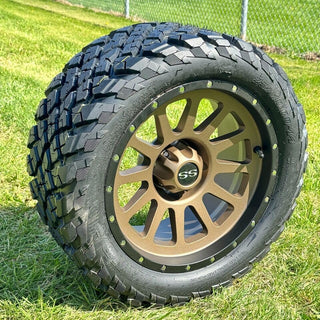 14 Inch Black Lip Matte Bronze Cascade Golf Cart Wheels With 23x10-14 Street Tires, Set of 4