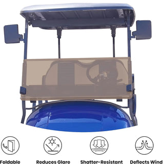 Huskey 3/16" Thick Tinted Windshield – Fits Club Car, E-Z-GO & Yamaha Models (Multiple Years)