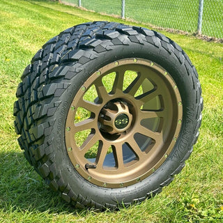 14 Inch Matte Bronze Cascade Golf Cart Wheels With 23x10-14 Street Tires, Set of 4