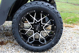 14 Inch Machined Fusion Golf Cart Wheels With 22x10-14 Street Tires, Set of 4