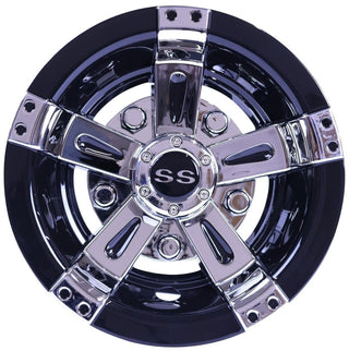 Huskey Parts Company 10 Inch Golf Cart Hub Caps Wheel Covers W/Chrome Spokes for EZGO Cub Car Yamaha