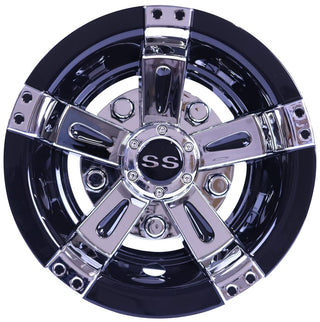 Huskey Parts Company Golf Cart 8" Wheel Covers Hub Caps Chrome Black Compatible with EZGO Club Car Yamaha Stock Rims