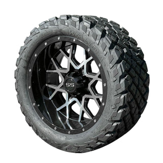 14 Inch Machined Fusion Golf Cart Wheels With 23x10-14 Street Tires, Set of 4