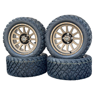 14 Inch Matte Bronze Cascade Golf Cart Wheels With 23x10-14 Street Tires, Set of 4