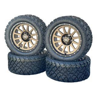 14 Inch Black Lip Matte Bronze Cascade Golf Cart Wheels With 23x10-14 Street Tires, Set of 4