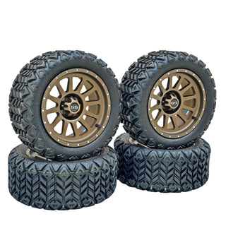 14 Inch Matte Bronze Cascade Golf Cart Wheels With 23x10-14 All Terrain Tires, Set of 4