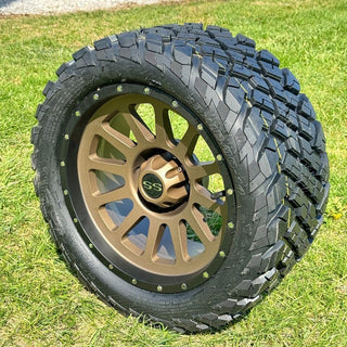 14 Inch Black Lip Matte Bronze Cascade Golf Cart Wheels With 23x10-14 Street Tires, Set of 4