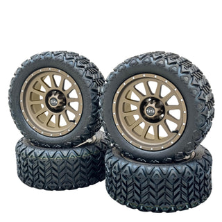 14 Inch Matte Bronze Cascade Golf Cart Wheels With 23x10-14 All Terrain Tires, Set of 4