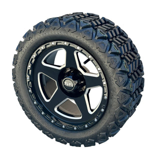 14 Inch Milled Warrior Golf Cart Wheels With 23x10-14 All Terrain Tires, Set of 4