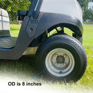 Huskey Parts Company Golf Cart 8" Wheel Covers Hub Caps Chrome Black Compatible with EZGO Club Car Yamaha Stock Rims