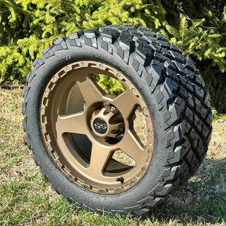 14 Inch Matte Bronze Warrior Golf Cart Wheels With 23x10-14 Street Tires, Set of 4