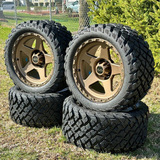 14 Inch Matte Bronze Warrior Golf Cart Wheels With 23x10-14 Street Tires, Set of 4