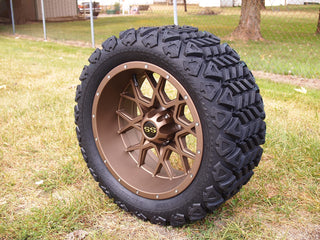 14 Inch Matte Bronze Fusion Golf Cart Wheels With 23x10-14 All Terrain Tires, Set of 4