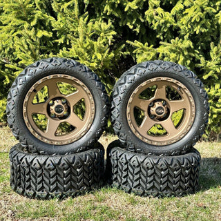 14 Inch Matte Bronze Warrior Golf Cart Wheels With 23x10-14 All Terrain Tires, Set of 4