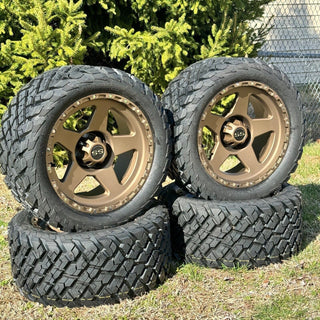 14 Inch Matte Bronze Warrior Golf Cart Wheels With 23x10-14 Street Tires, Set of 4