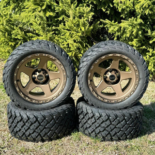 14 Inch Matte Bronze Warrior Golf Cart Wheels With 23x10-14 Street Tires, Set of 4