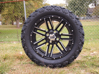 14 Inch Machined Moto Golf Cart Wheels With 23x10-14 All Terrain Tires, Set of 4