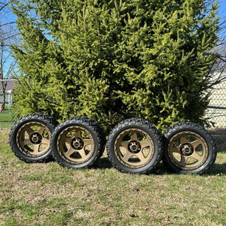 14 Inch Matte Bronze Warrior Golf Cart Wheels With 23x10-14 All Terrain Tires, Set of 4