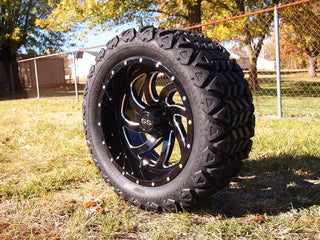 14 Inch Black Phantom Golf Cart Wheels With 23x10-14 All Terrain Tires, Set of 4