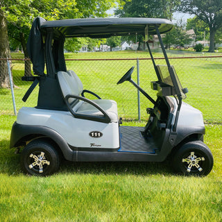 Huskey Parts Company Golf Cart 8" Wheel Covers Hub Caps Chrome Black Compatible with EZGO Club Car Yamaha Stock Rims