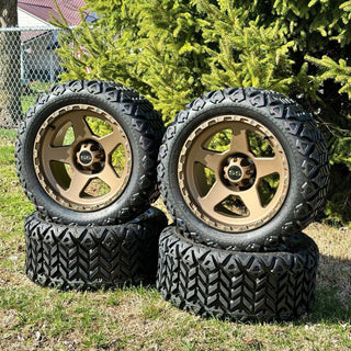 14 Inch Matte Bronze Warrior Golf Cart Wheels With 23x10-14 All Terrain Tires, Set of 4