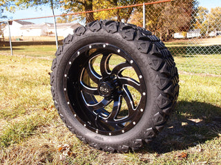 14 Inch Black Phantom Golf Cart Wheels With 23x10-14 All Terrain Tires, Set of 4